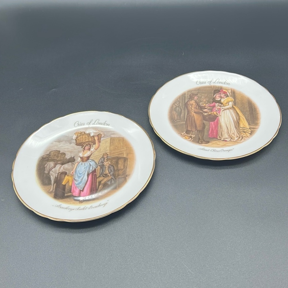 Rare Set of Two Vintage Decorative Plates, “Cries of London” Series 8" Numbered